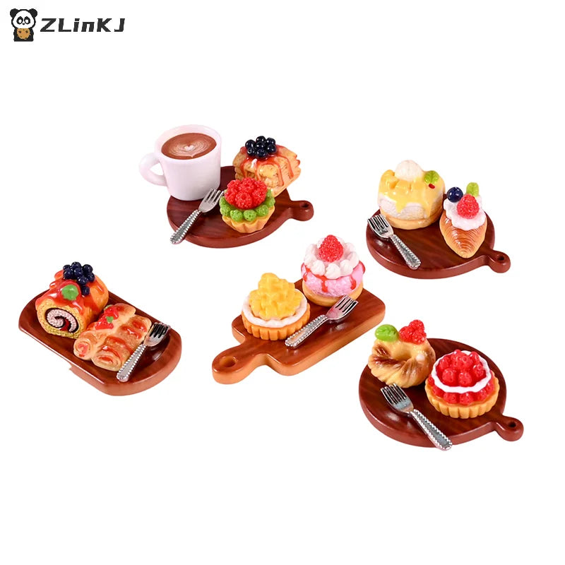 ▶Random 2Pcs/set Dollhouse Mini Cake Dessert Model Dollhouse Mini Kitchen Decoration Dolls House Accessories Pretend Play Toys Zpaxo