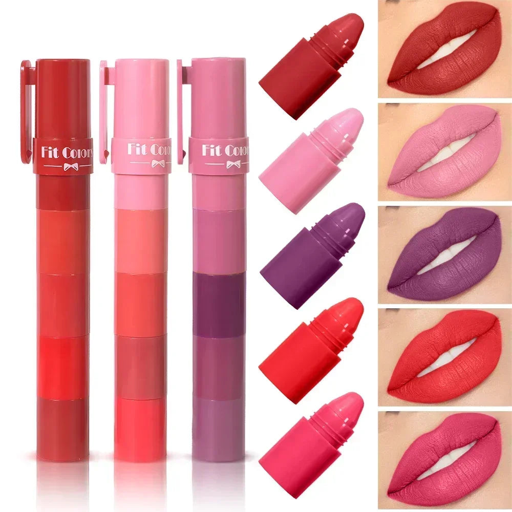 1 Cute Matte Lipstick Crayon Combo Purple Lip Tint Velvet Sexy Zpaxo