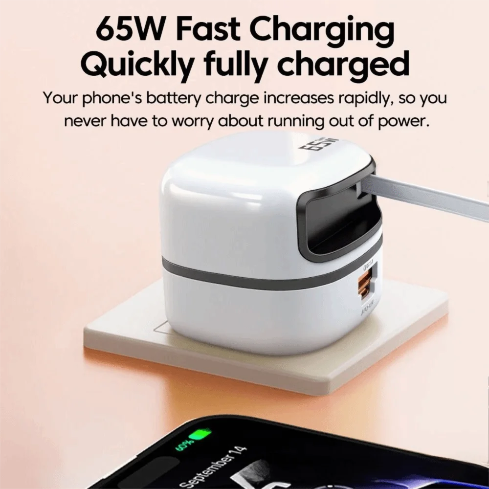 Foldable Foot 65W Fast Charger EU UK US Plug Compact Portable Mini Zpaxo