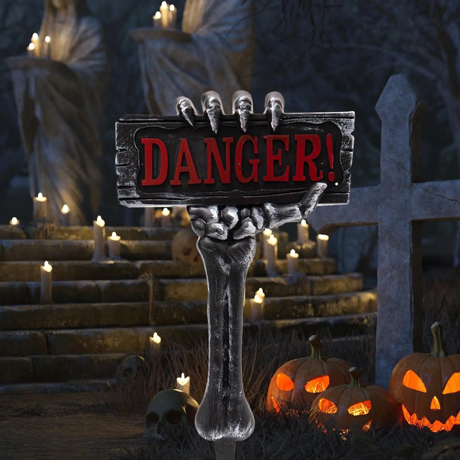 Skeleton Yard Signs Halloween Bones Garden Spooky Party Supplies