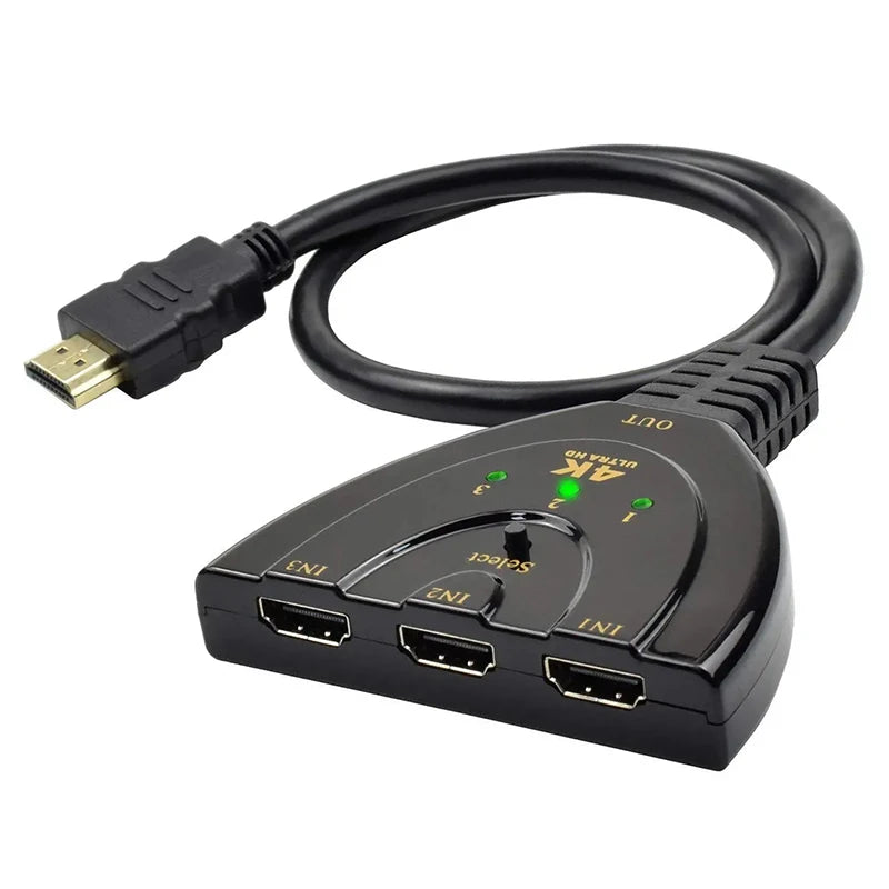 3-Port HDMI Switch 4K 2K 3D – Mini Video Switcher Hub HDMI Switch Zpaxo HDTV Switch