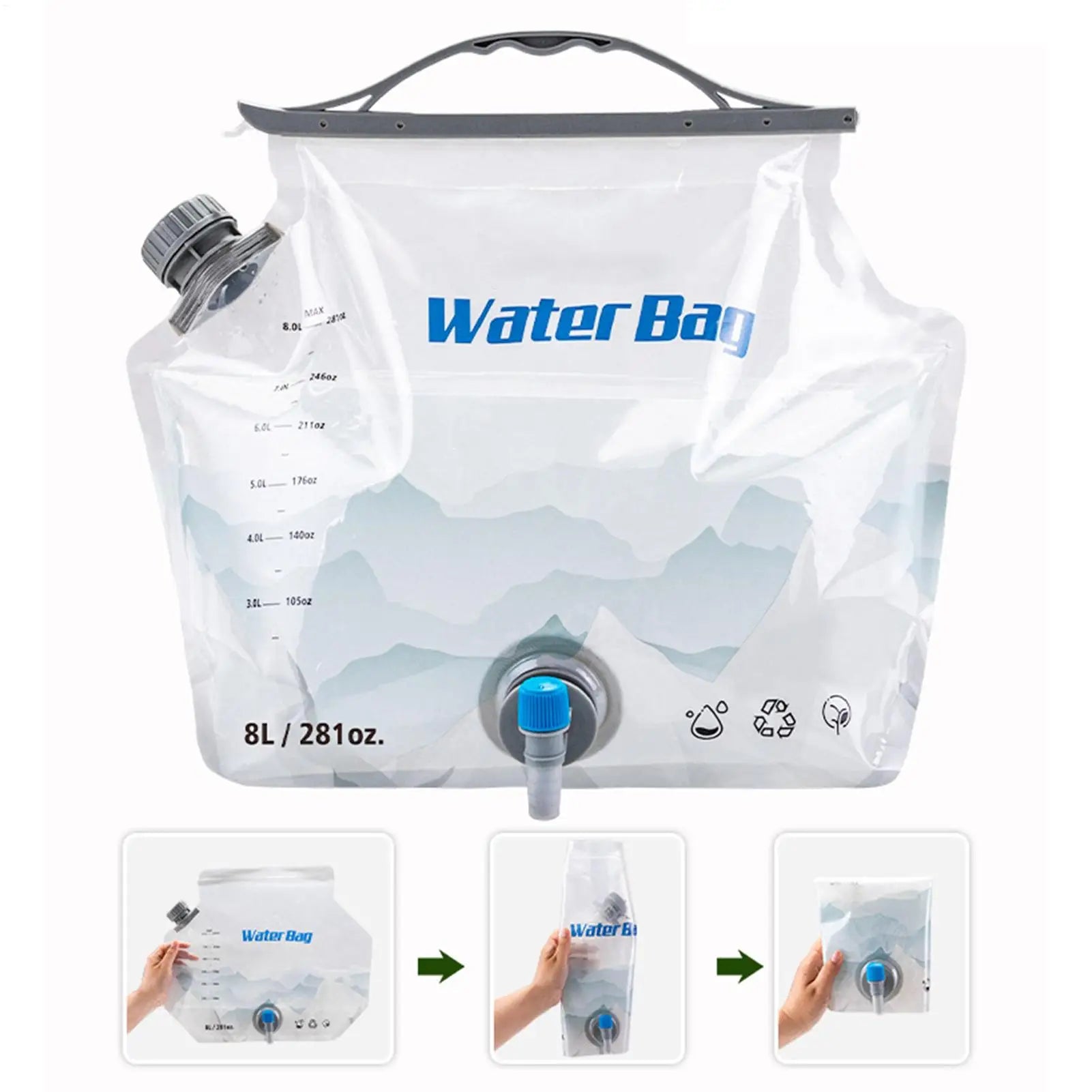 Foldable Water Bag Portable Camping Container Spigot Leak Proof