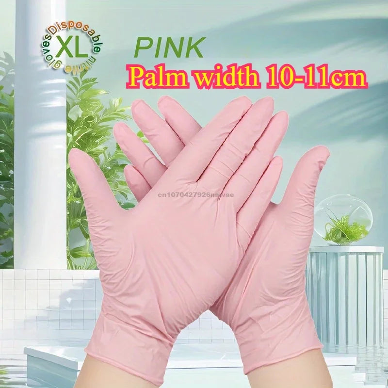 Kitchen Gloves Disposable Nitrile Latex Gloves Black Washing Tableware Housework Car Industry Gardening Pet Care Cooking Tools Zpaxo Pink-XL-24x12cm 30PCS (15 pairs)