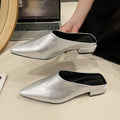 Baotou Half Slippers Women's Outer Wear 2025 Pointed Thick Heel