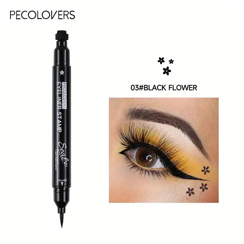 1PC Double-headed Liquid Stamp Eyeliner, Various Shapes, Stars/moon/water Droplets, Waterproof, Silky, Suitable for Beginners Zpaxo 03