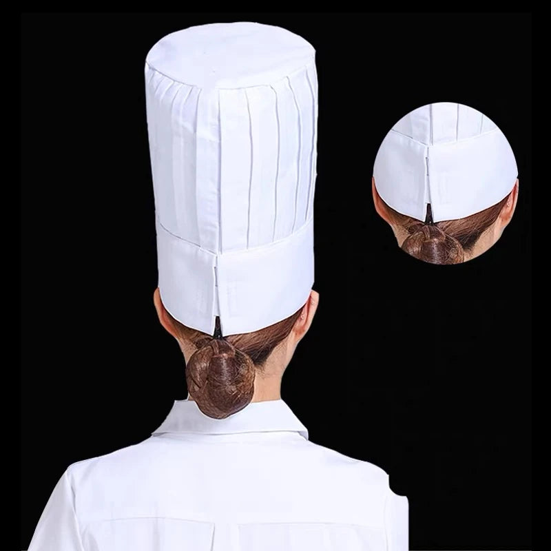 High22/29cm Cook Cap White Chef Hat Waiter Waitress Kitchen Work Hat Hotel Restaurant Canteen Bakery Baker Household Cooking Cap Zpaxo