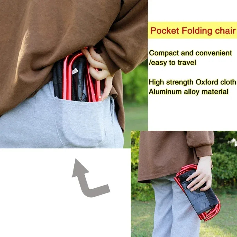 Outdoor Camping Chair Golden Aluminum Alloy Folding Bag Stool Seat