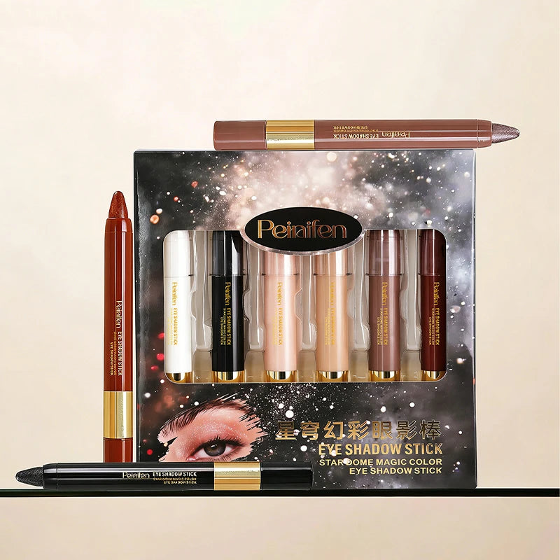 6 Eye Shadow Stick Durable Shining Pearly Natural Makeup