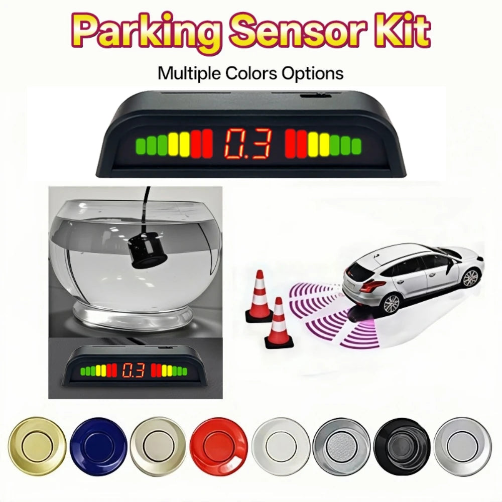 Hippcron Parking Sensors Car Reverse Display 4 Backward Sensor Sound