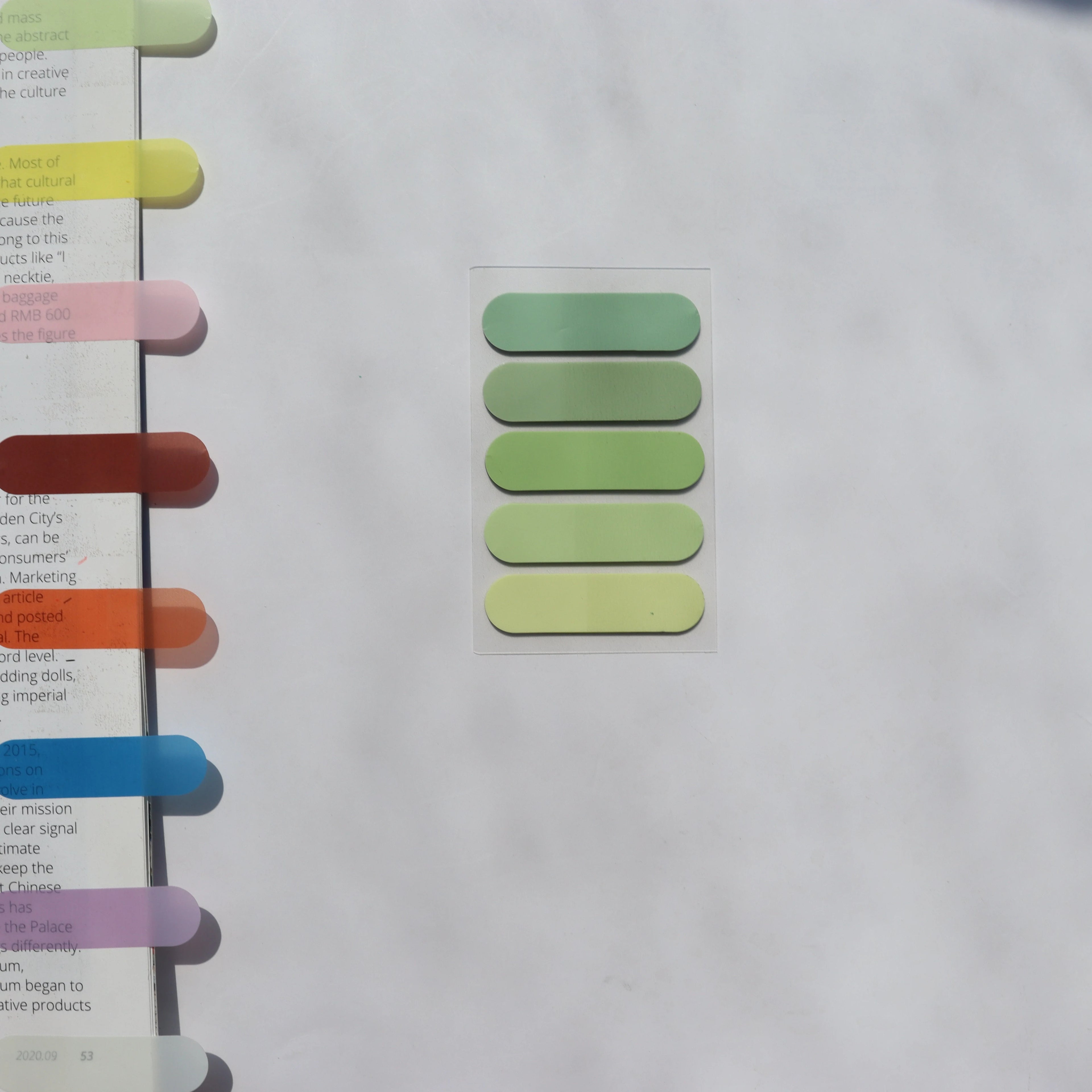 100sheets Transparent Sticky Notes Self-Adhesive BookMarker Annotation Reading Book Clear Tab Kawaii Cute Stationery Zpaxo 100pc-light green