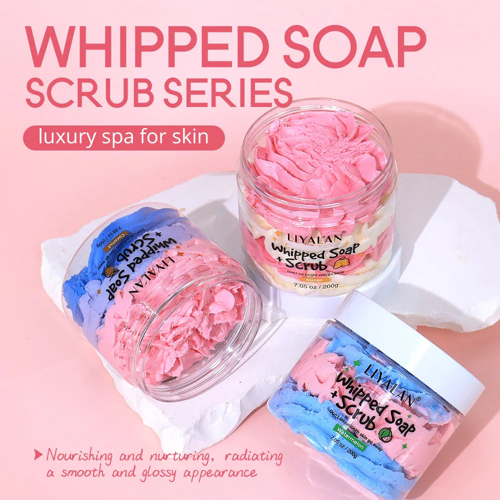 LIYALAN Whipped Soap Body Scrub – Shea, Olive Oil & Vitamin E Whipped Body Scrub Zpaxo