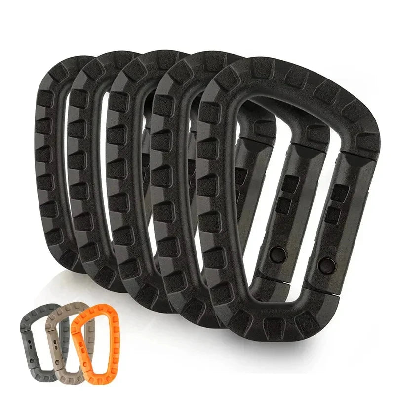 Tactical Carabiner Clip Set – D-Shape Spring Hook Keychain 5/10/15Pcs