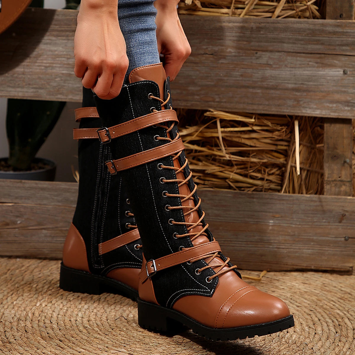 2025 New Women Ankle Boots Winter Autumn Platform Gothic Punk Shoes for Women Combat Knee High Long Boots Women Zapatos De Mujer Zpaxo