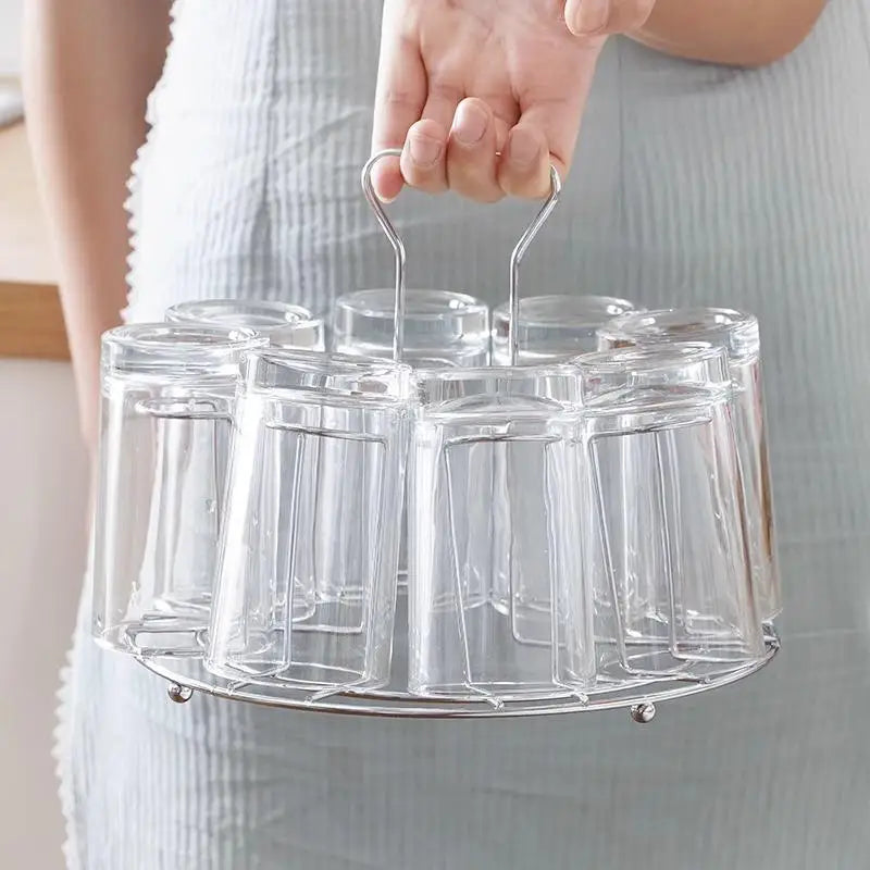 Hanging Tea Cup & Glass Storage Rack – Dustproof Drainer
