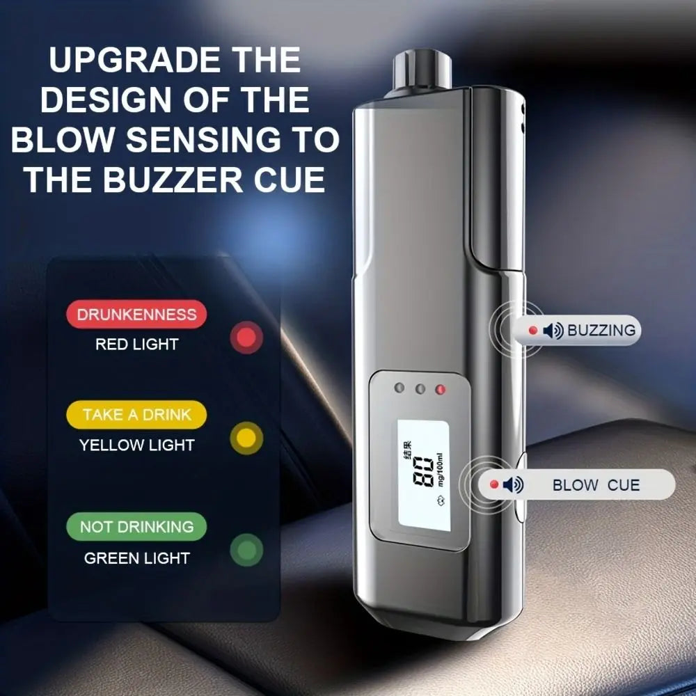 LED Digital Display Breathalyzer Analyzer Accuracy Non-Touching LED Screen Digital Breathalyzer Durable Anti-slip Zpaxo
