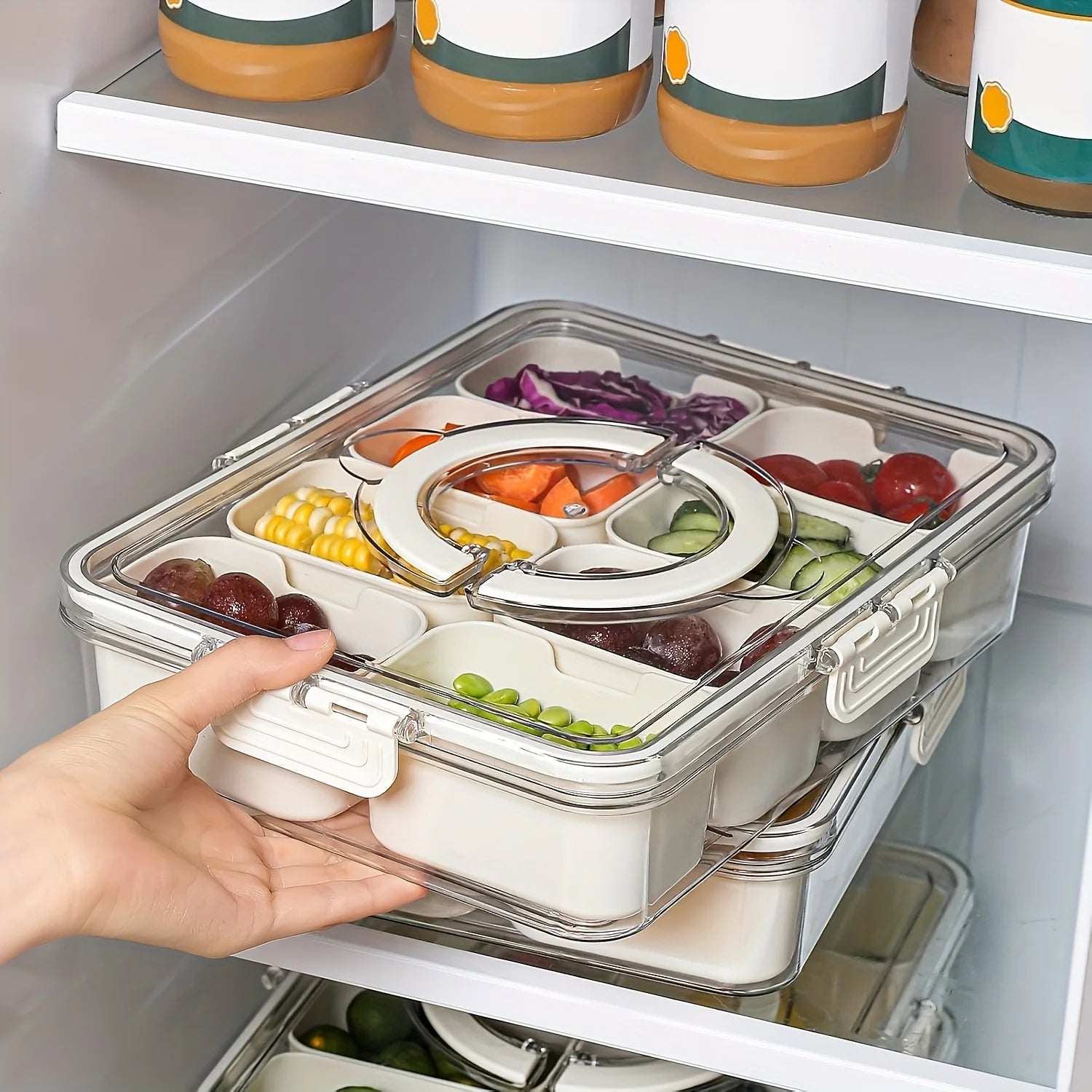 8-Compartment Clear Snack Container Lid Handledishwasher Microwave