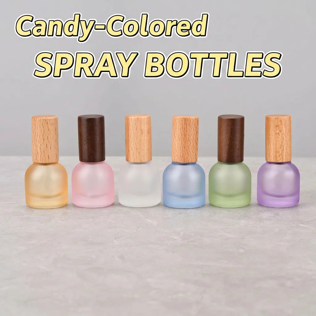 10ml Frosted Glass Refillable Perfume Spray Bottle | Wood Cap