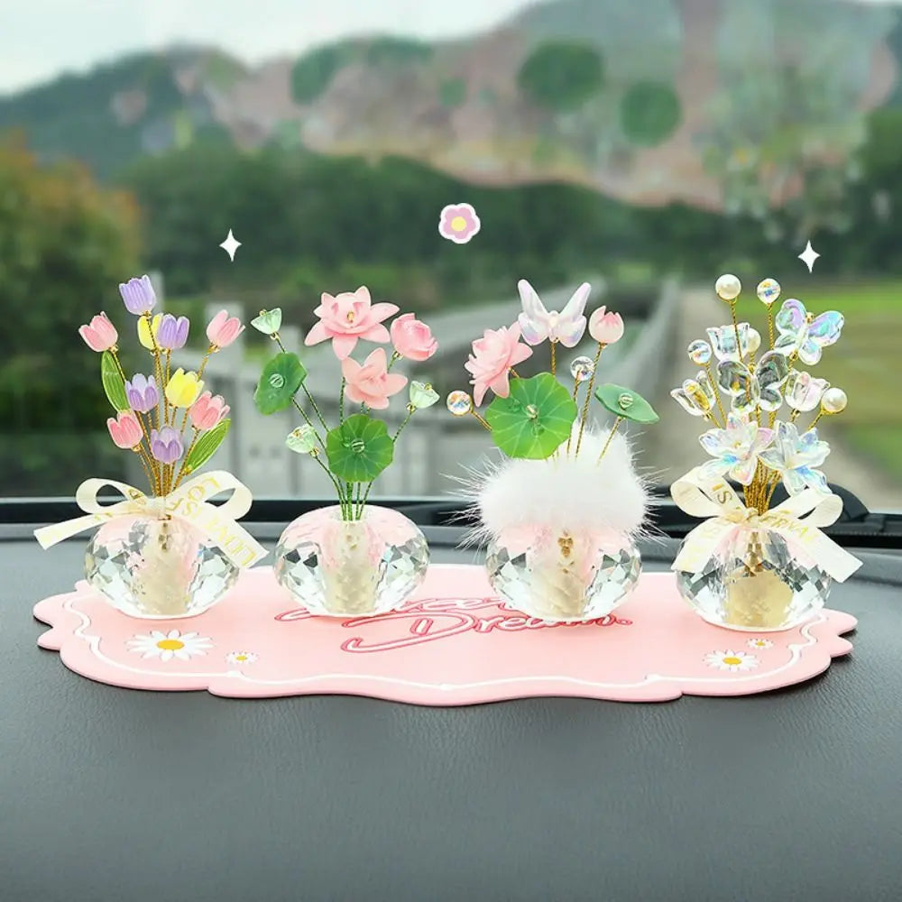 Creative Mini Crystal Glass Flowers Lotus Shaped Realistic Flower Zpaxo