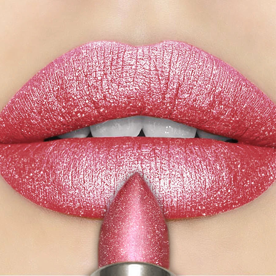Metallic Glitter Lipstick 3 Waterproof Lip Balm Red Long Last Tint
