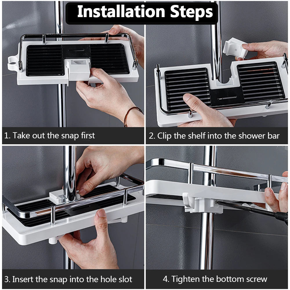 Bathroom Organizer Shower Storage Holder Rack No Drilling Wall