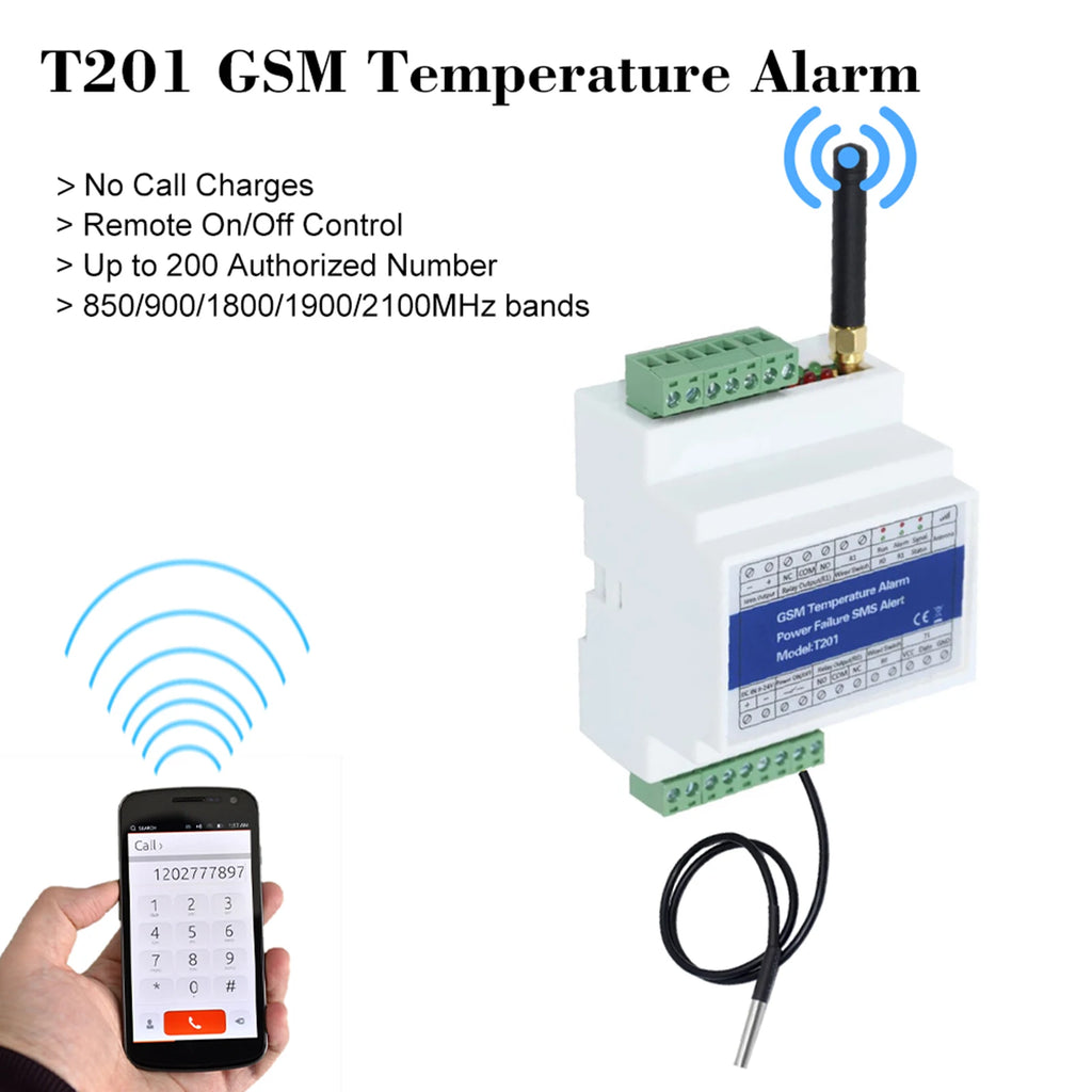 GSM Remote Relay Switch Access Controller T201 GSM Temperature Alarm 2G/3G/4G Power Status Monitoring Power Failure SMS Alarm Zpaxo