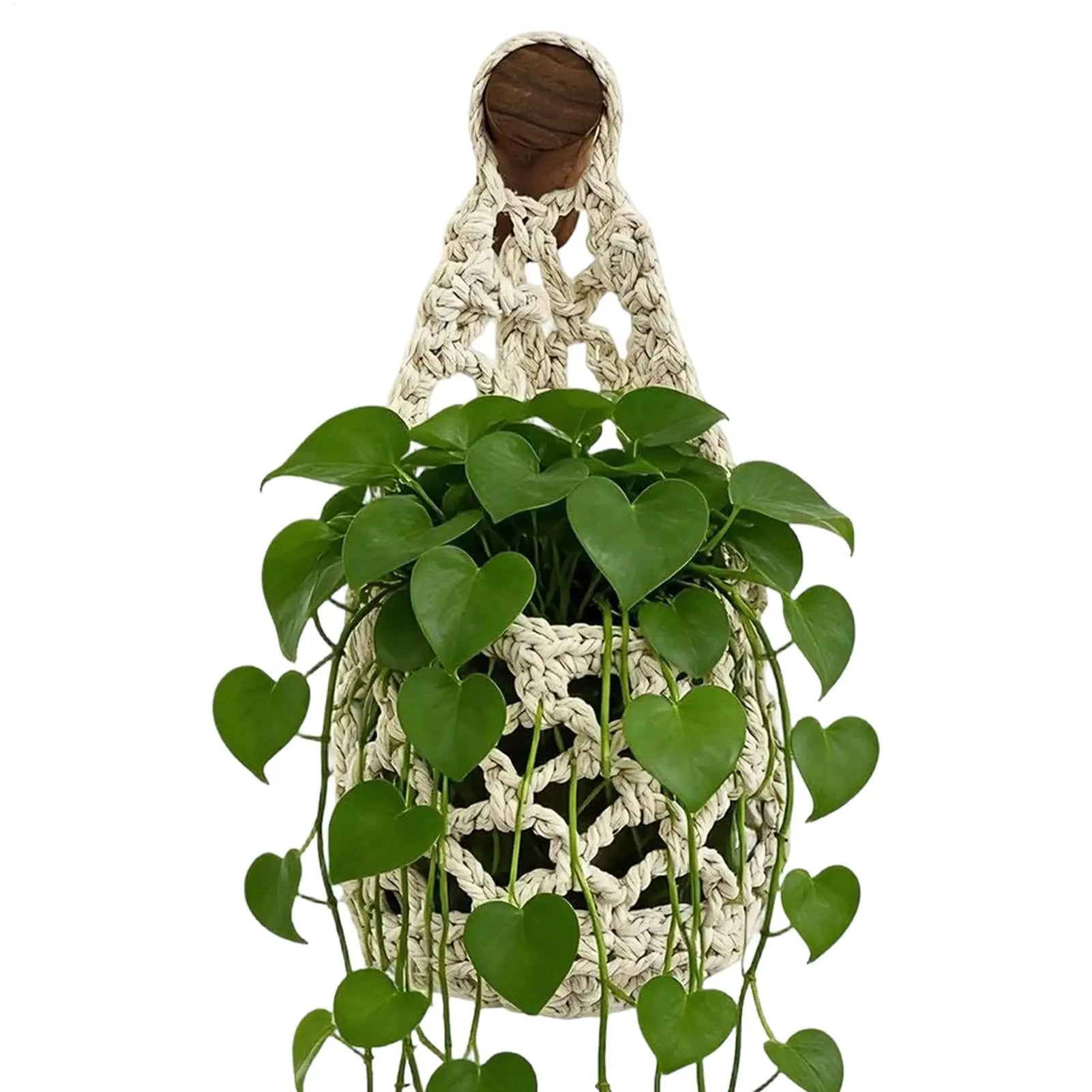Boho Macrame Plant HangerBasket for Succulents Cotton Rope Woven Hanging Basket with Net Pouch Home Decoration Organizer Zpaxo