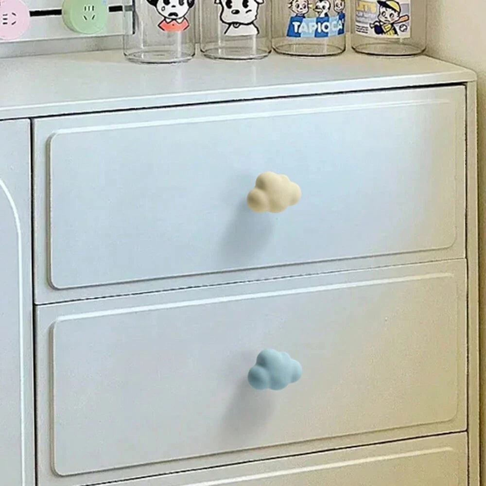 Children's Room Cabinet Knobs Ceramic Cabinet Handle Cartoon Clouds Star Cabinet Wardrobe Drawer Pull Handles for Kids Room Zpaxo
