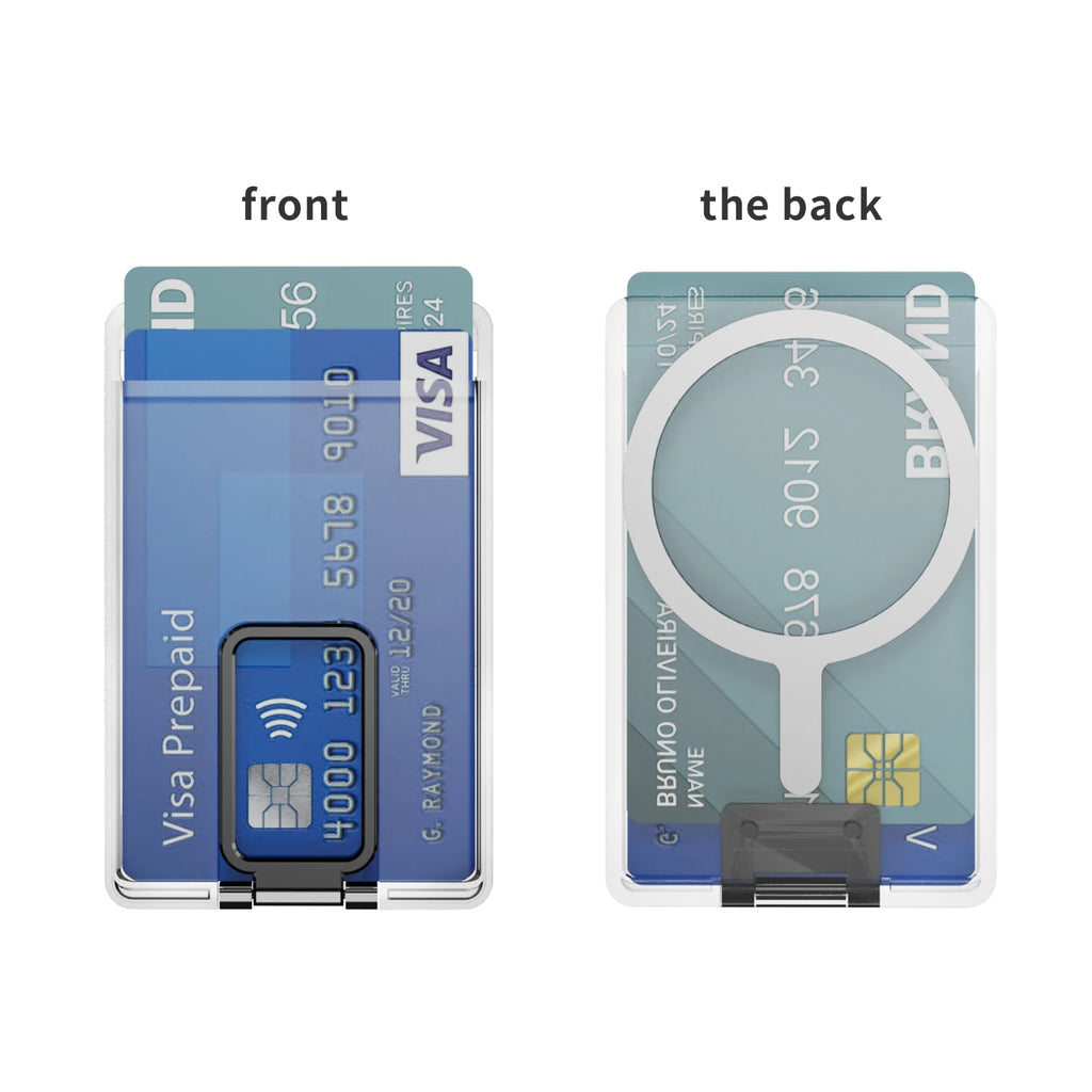 Transparent Strong Magnetic Phone Card Wallet For Magsafe Card Holder For iPhone 17 Macsafe Card Phone Back Bag Adsorption Stand Zpaxo Black
