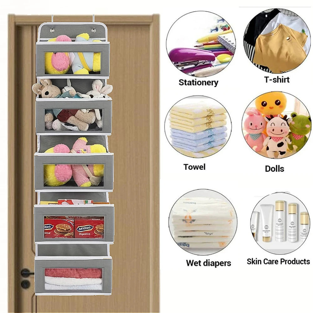 5-Shelf Hanging Door Organizer – 5 Large Pockets, Anti-Tilt Door Storage Organizer Zpaxo