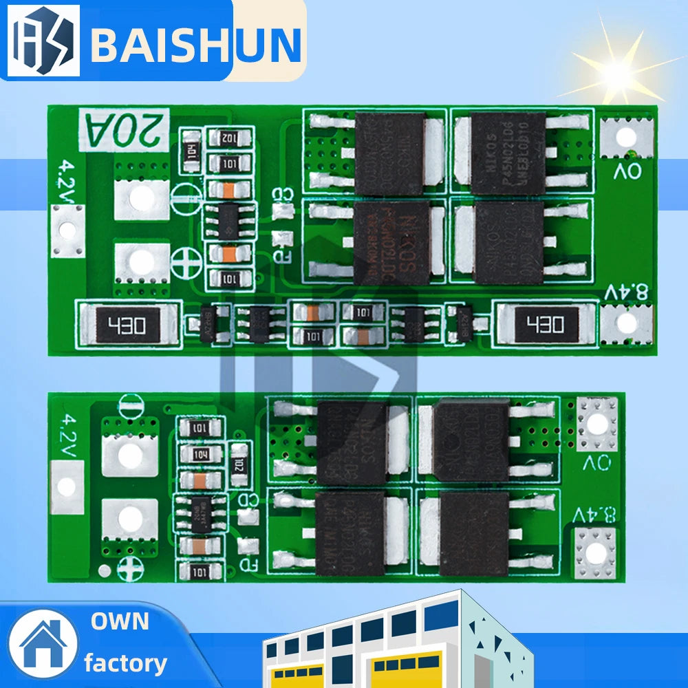 2S 20A 7 4V 8 18650 Lithium Battery Protection Board BMS Standard Zpaxo