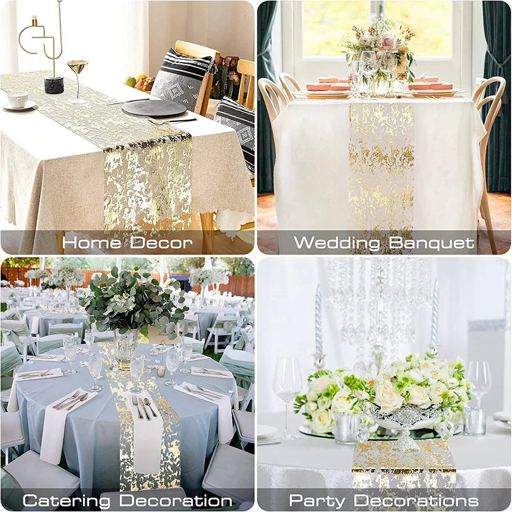 Gold Table Runner Metallic Glitter Cloths Roll Rectangle Birthday