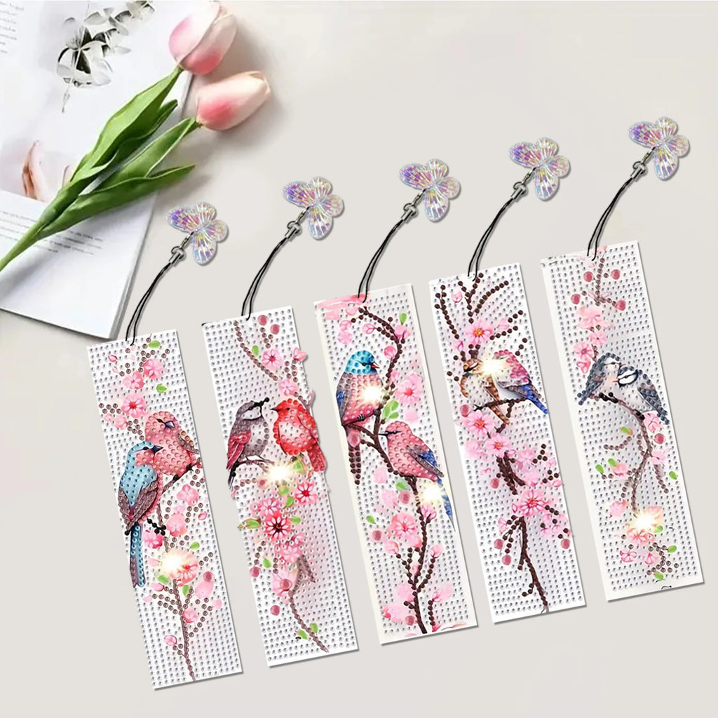 5Pcs Bird DIY Diamond Art Bookmark Special Shaped Diamond Diamond Painting Art Bookmarks for Beginners Book Lovers Small Gifts Zpaxo