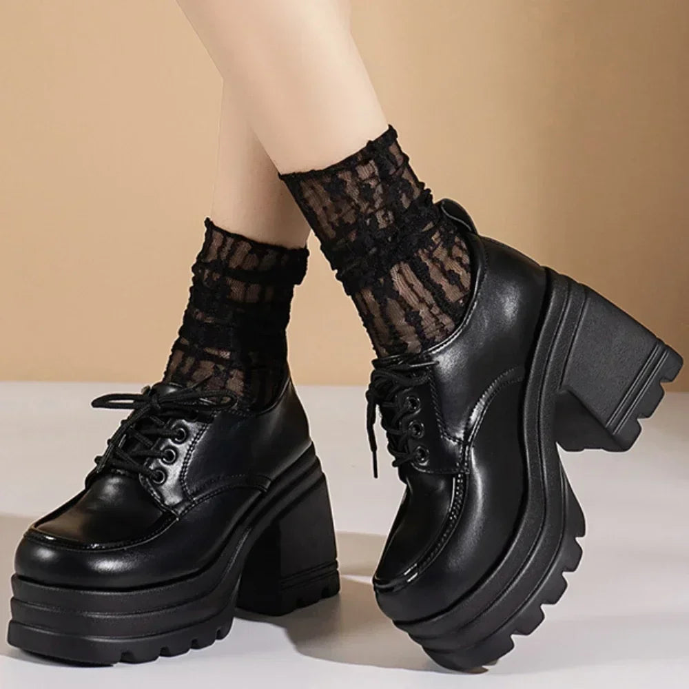 Lolita Shoes for Women Mary Jane New Lace Up Loafers Girls Students JK Uniform High Heels Platform Shoes Cosplay Female Shoes Zpaxo