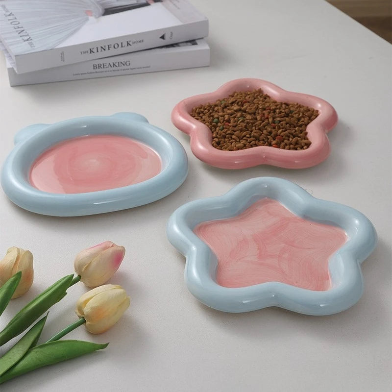 Cat Bowl Canned Bowl Cat Food Bowl Ceramic Pet Dog Bowl Cat Rice Bowl Drinking Water Bowl Not Easy To Knock Over Large Diameter Zpaxo