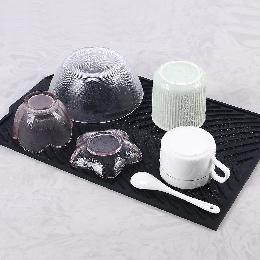 Silicone Drain Mat Board Bowl Dish Drying Mat Sink Drainer Large Heat Resistant Table Trivet Kitchen Counter Accessories Zpaxo