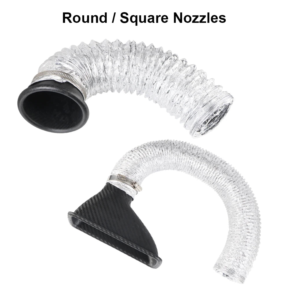 Car Front Bumper Air Intake System Funnel Pipe Round Square Nozzles