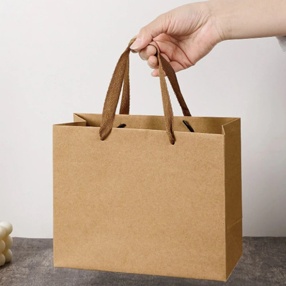 5/10Pcs Kraft Paper Gift Bags with Handles Shopping Bags for Wedding Birthday Christmas Party Favor Gift Packaging Zpaxo