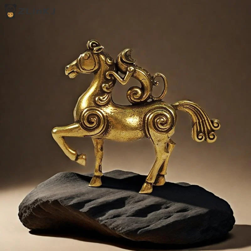 ▶1Pcs Horse Figurines 2026 Year Of Horse Brass Feng Shui Miniatures Bless Your Career With Success Home Office Desktop Decoratio Zpaxo