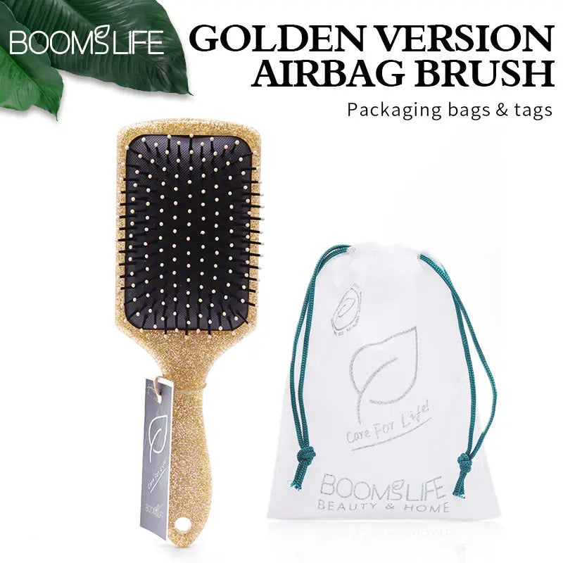 Luxury Gold Paddle Hair Brush Women Anti Static Hair Comb Curly Detangle HairBrush Hairdressing Massage Comb Beauty Styling Tool Zpaxo