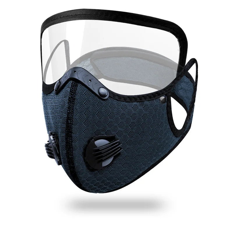 Cycling protective mask sports mask filter dustproof and warm mask protective lens detachable Zpaxo Navy blue face mask 3PC