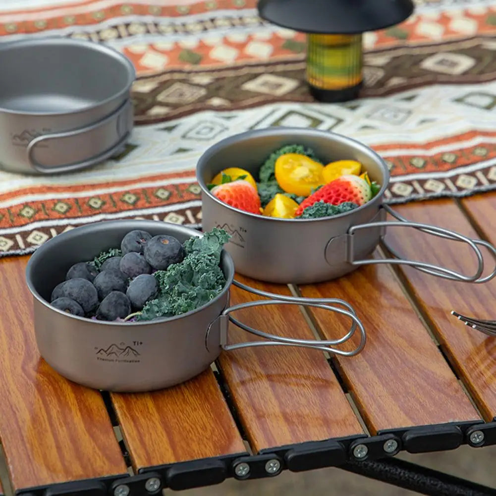 Titanium Camping Pot Folding Bail Handle Portable Cookware For Backpacking Hiking Outdoor Cooking Solo Stove Picnic Zpaxo
