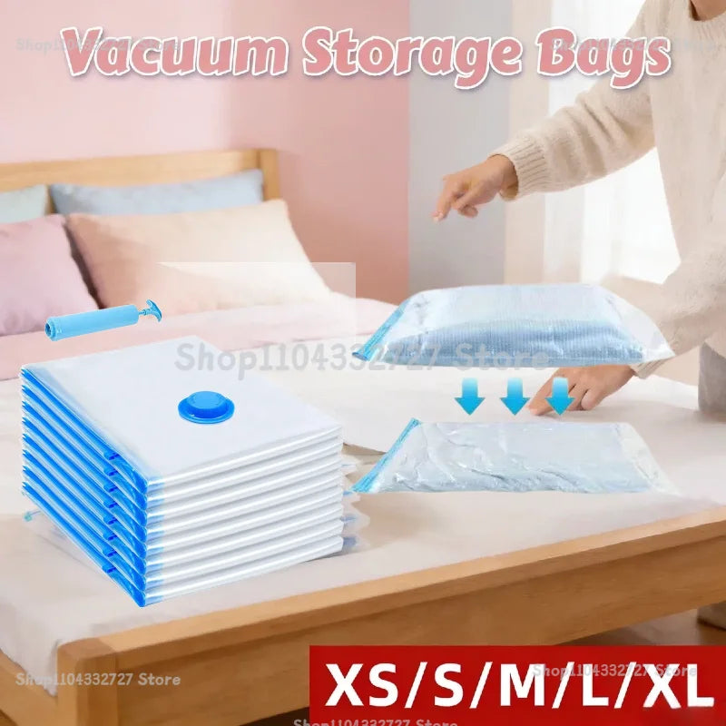2/3/7 Pcs Vacuum Storage Bags for Clothes Heavy Duty with Hand Pump Space Saver Airtight Reusable Travel Storage Organizer Zpaxo