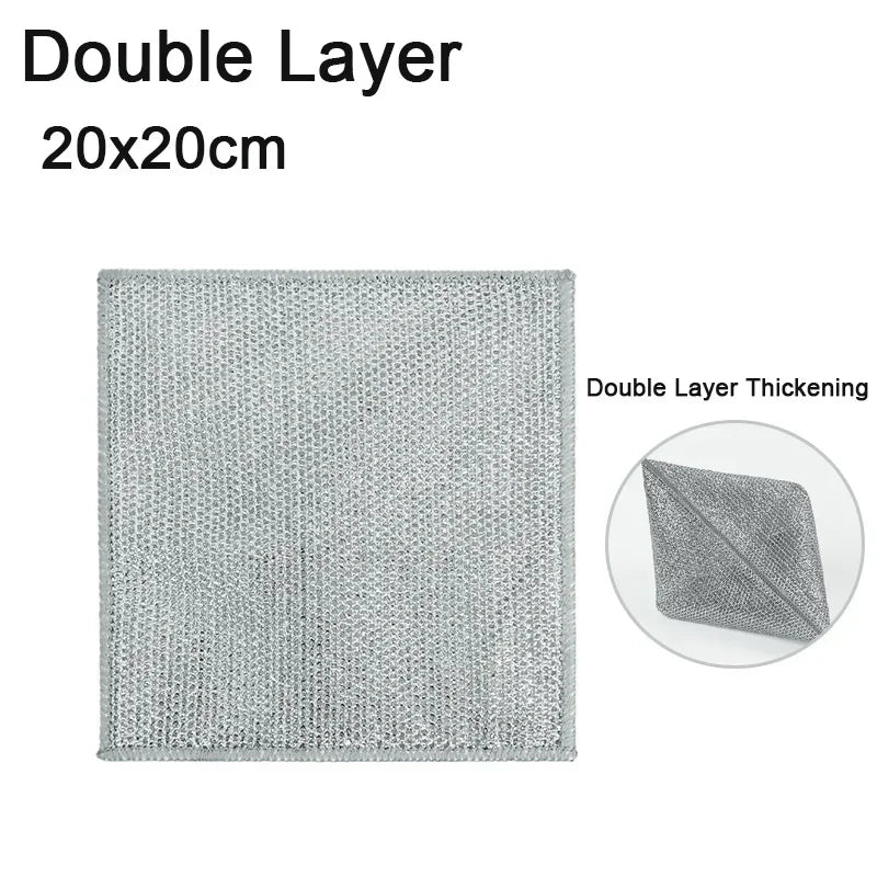 Multifunctional Non-Scratch Wire Dishcloth Wire Dishcloth Multipurpose Wire Microfiber Cloth Cleaning Cloth Magic Dish Towel Zpaxo Double Layer 10pcs