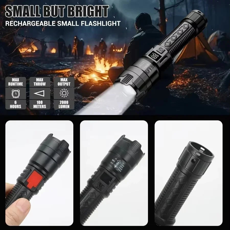 USB Rechargeable LED Tactical Flashlight – 2000 Lumen Zoomable