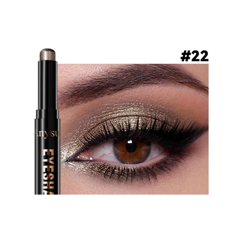 Pearl Metallic Eyeshadow Stick Sparkle Highlight One-Swipe Lazy Eye Shadow Highlighter Brightener Bold Multicolor 3D Eyes Makeup Zpaxo 22