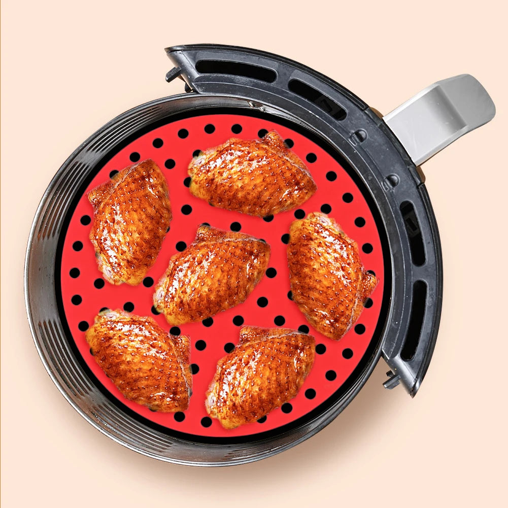 Air Fryer Silicone Liner Mat Reusable Non-Stick Baking Mat Round Square Kitchen Air Fryer Accessories Zpaxo
