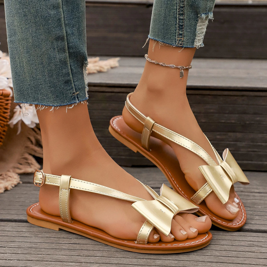 Trend Women Slippers Cute Butterfly-Knot Casual Sandals Lightweight Designer Shoes Women Flats Slip-On Trend Shoes for Women Zpaxo Gold 39