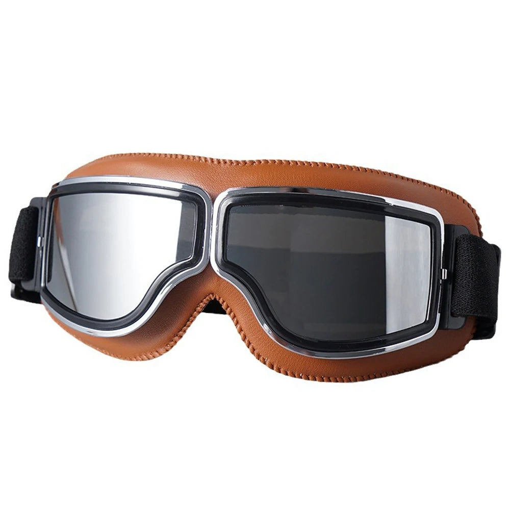 Vintage Leather Motorcycle Goggles – Windproof Pilot Cycling
