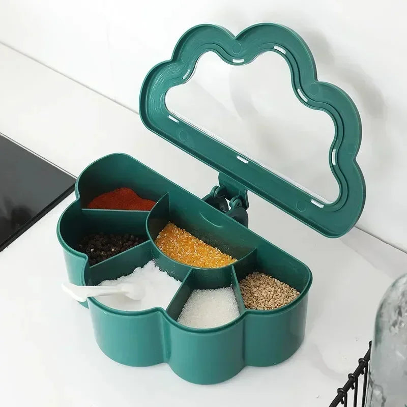 Kitchen 6-in-1 Seasoning Box Set Pepper Sugar Bowl Salt Spices Stirring Storage Jars Gadget Accessories Condiment Container Jar Zpaxo