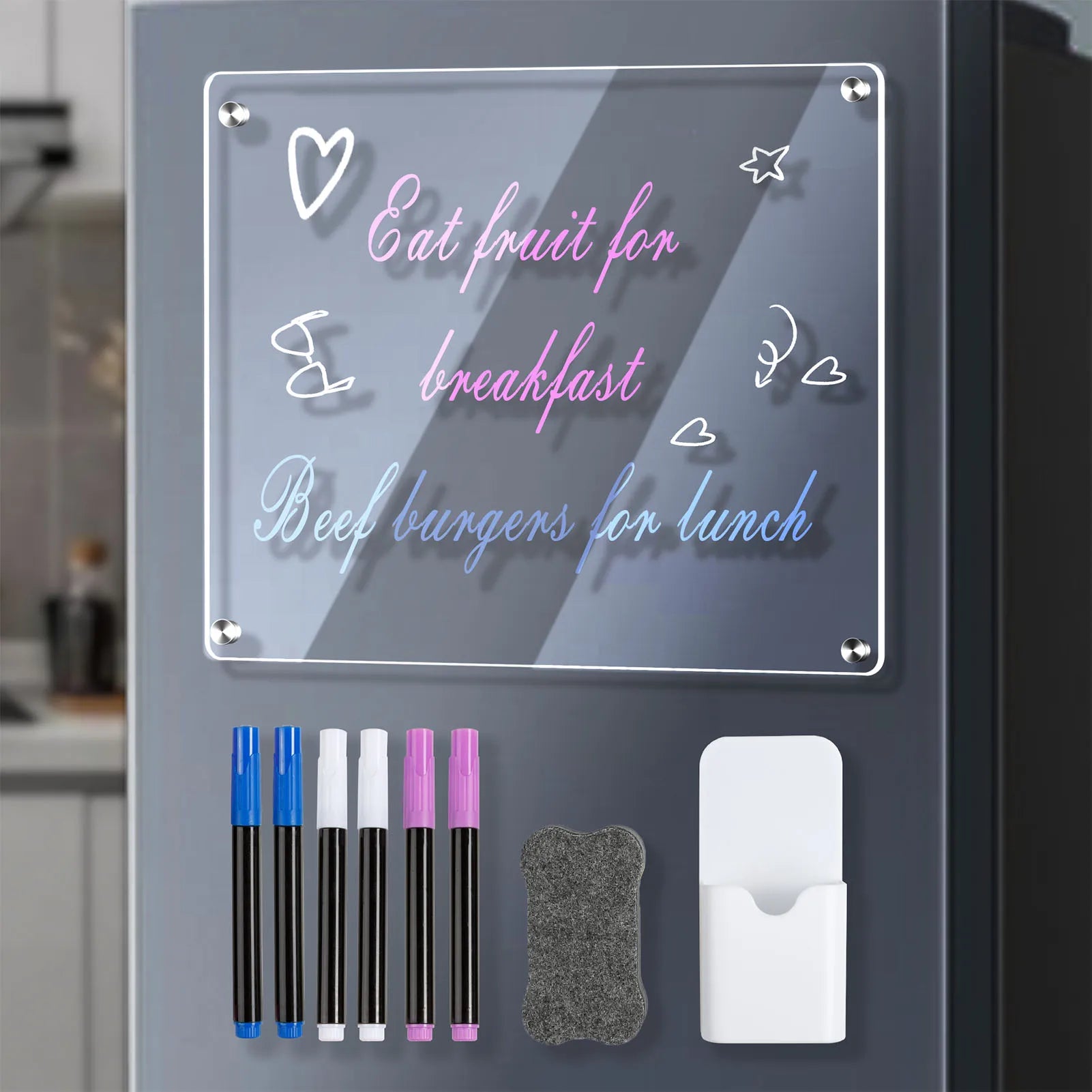 Acrylic Planning Board Magnetic Dry Erase Board Calendar for Fridge Reusable Clear Planner with 6 Markers 15.7in X 11.8in Zpaxo